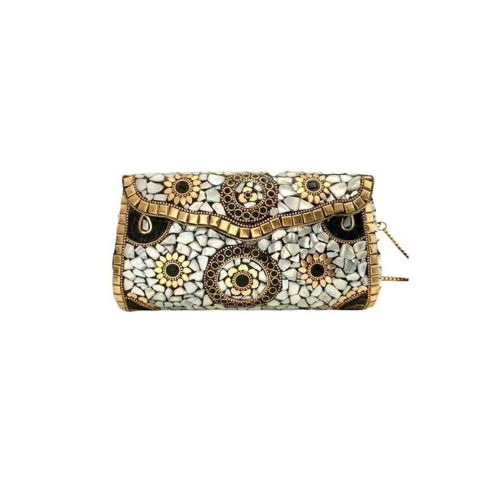 Purse Handmade Hard shell Metal with Mosaic Enamel Women Bag Gift